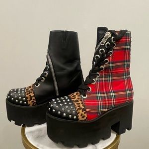 Charla Tedrick Combat Rock Tartan Studded Boots.